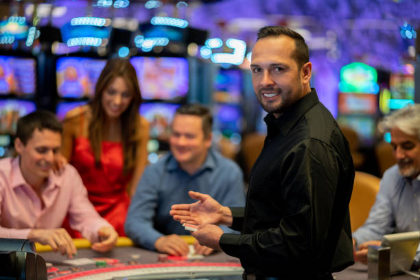 Multi-camera view of winning 568 live dealer studio showing Caribbean Stud table setup